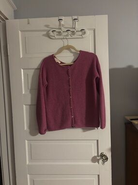 Sezane Women's Pink Button-Front Cardigan Sweater